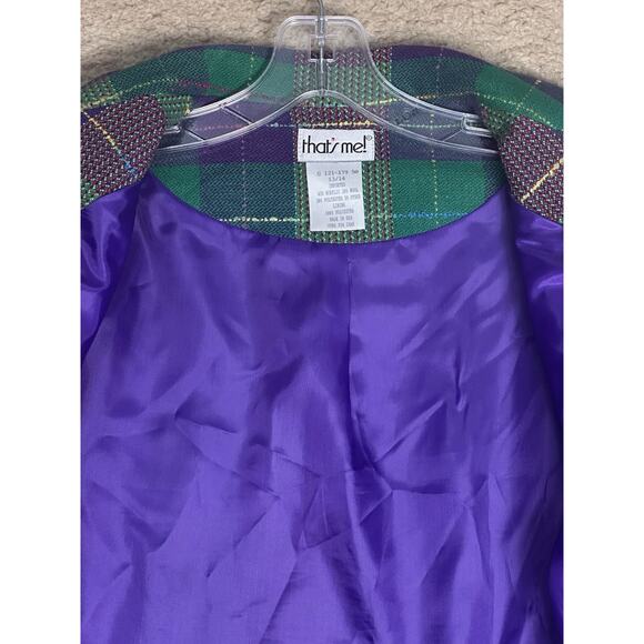 Vtg 90s Cropped Blazer Women Jr Sz 13/14 Plaid Tweed Academia Y2K Clueless Retro - Picture 7 of 16